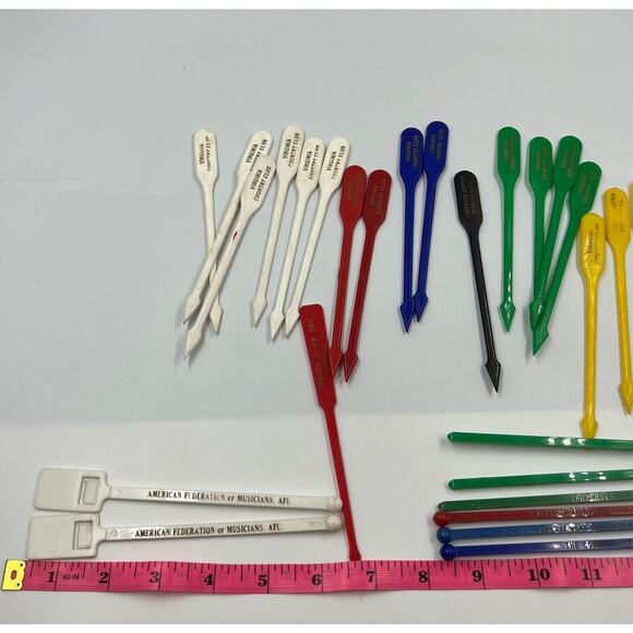Large Vintage Lot Cocktail Stirrer Sticks Virginia Country Club Conrad Hilton - Picture 2 of 10